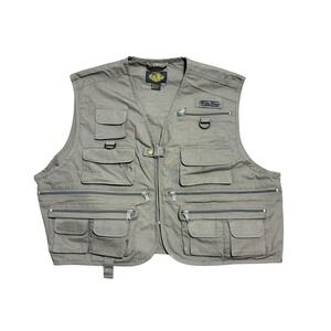 White River Vest Mens Large Green Canvas Utility Multi Pocket Fishing‎ Hunting